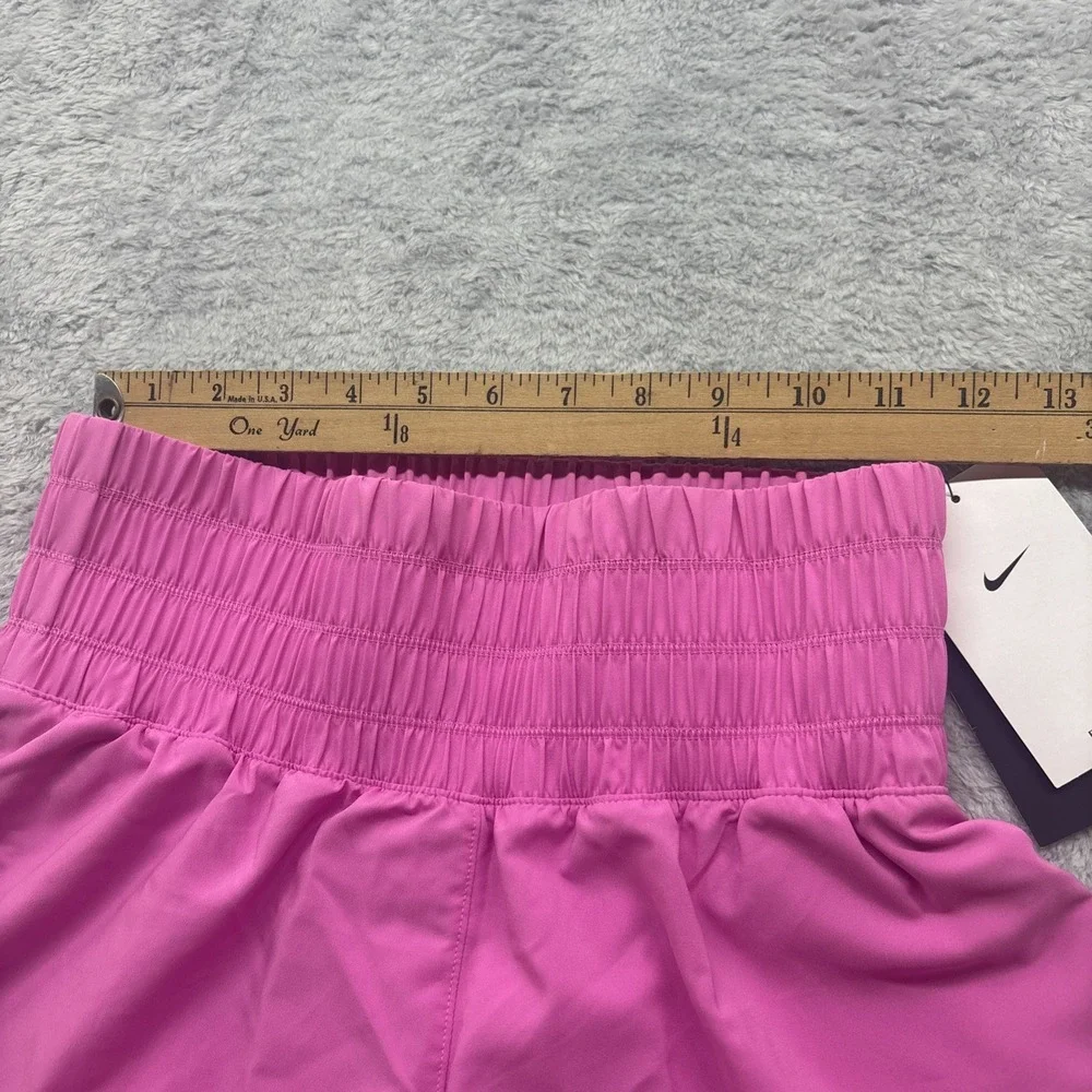 Nike Dri-FIT One Womens High-Rise Smocked Shorts Pink Running Gym DX6012-615‎ S - Picture 5 of 7